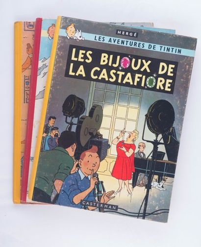 Tintin - Ensemble de 3 albums Les cigares du Pharaon (EO française), Tintin au Tibet...