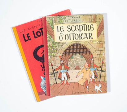 Tintin - Ensemble de 2 albums Sceptre d'Ottokar (B7bis), Lotus bleu (B7). Bon état...