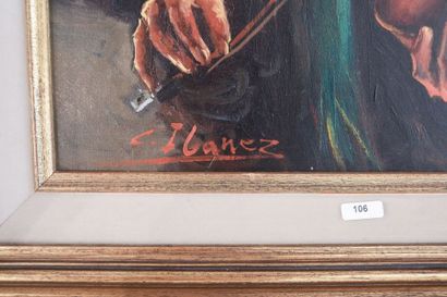 IBANEZ C. "Le Violoniste", XX-XXIe, huile sur toile, signée en bas à gauche, numérotée...