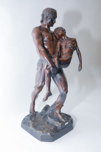 MOMBUR Jean Ossaye (1850-1896) "L'Enfant retrouvé", fin XIXe, épreuve en bronze à...