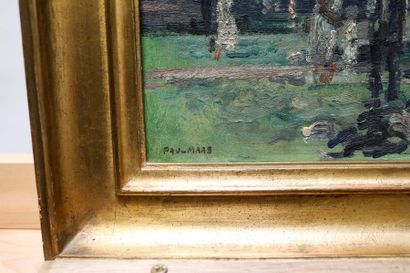 MAAS Paul (1890-1962) "Promeneurs au bois", XXe, huile sur panneau, signée en bas...