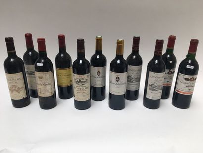 BORDEAUX (PAUILLAC) Rouge, onze bouteilles :

- Château Beychevelle 1993, deux bouteilles...