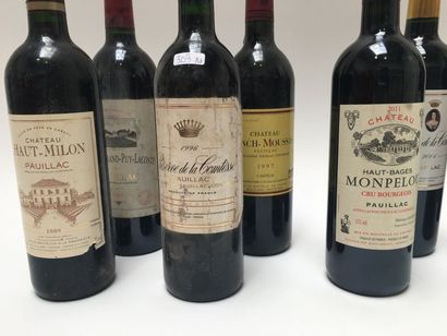 BORDEAUX (PAUILLAC) Rouge, onze bouteilles :

- Château Beychevelle 1993, deux bouteilles...