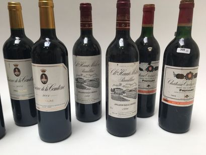 BORDEAUX (PAUILLAC) Rouge, onze bouteilles :

- Château Beychevelle 1993, deux bouteilles...