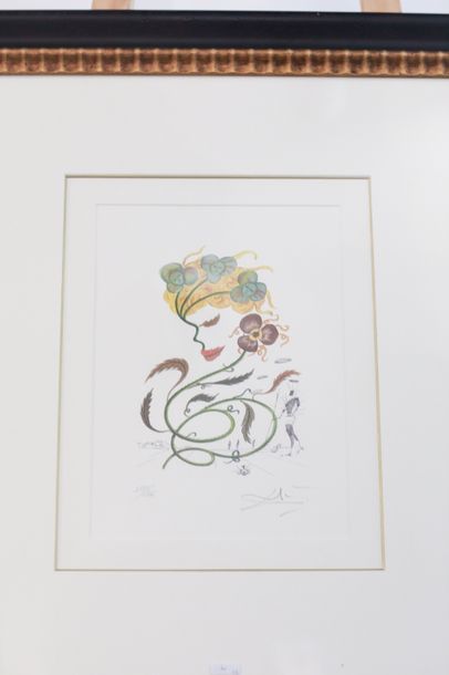 DALI Salvador (1904-1989) "Compositions florales", XXe, paire d'impressions, signées...