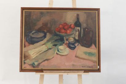 LEJEUNE Raoul (1903-1987) "Nature morte", 1932, huile sur panneau, signée et datée...