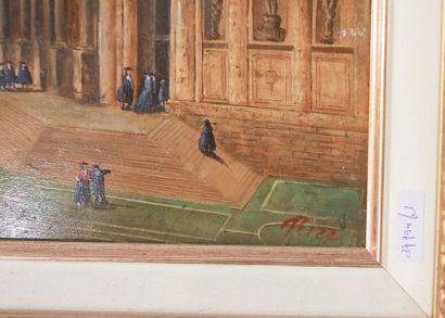 École italienne "Venise - Santa Maria della Salute", XXe, huile sur panneau, signée...