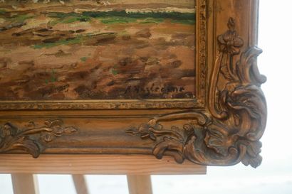 HAZLEDINE Alfred (1876-1957) "Paysage au moulin", début XXe, huile sur toile, signée...