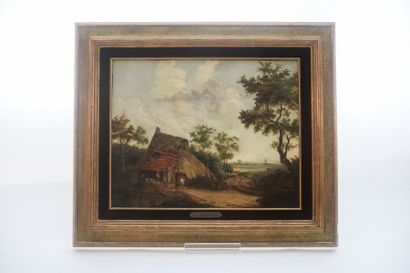KOEKKOEK Barend Cornelis (1803-1862) [attribué à] "Paysage hollandais animé", XIXe,...