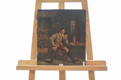 TENIERS David II (1610-1690) [d'après] "Fumeur accoudé à une table (Louvre)", XIXe,...