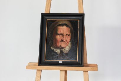 ECOLE FLAMANDE "Portrait", XIXe, huile sur panneau, 34,5x27 cm [restaurations].
