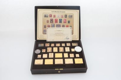 BELGIQUE "La Collection Dynastie", fin XXe, vingt-cinq timbres-poste en vermeil présentés...