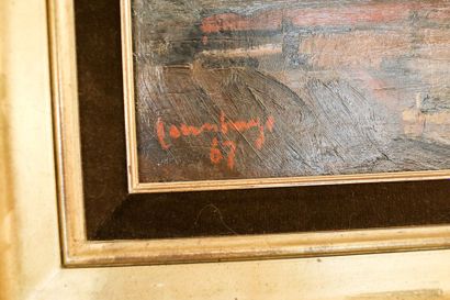 Ecole Belge "Bras de mer", [19]67, huile sur panneau, signée et datée en bas à gauche,...