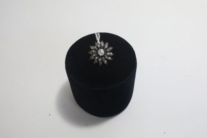 null Broche en fleur sertie de diamants, d. 3 cm, 13 g env.