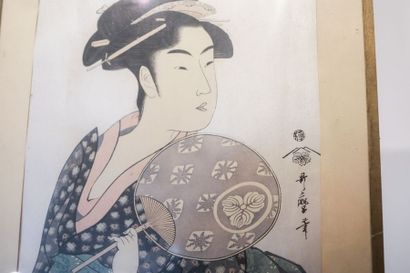 Kitagawa UTAMARO (c.1753-1806) "Courtisane à l'éventail", époque d'Edo / fin XVIIIe,...