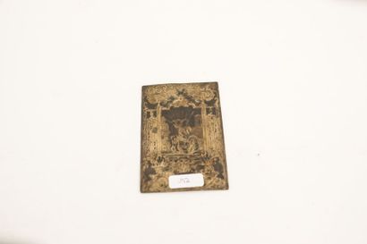 ECOLE FRANCAISE "Abélard et Héloïse", mi-XIXe, plaquette en argent, 9,7x6,6 cm, 25...