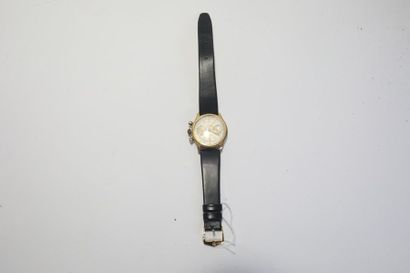 LEMANIA Chronographe 105 à boîtier doré, bracelet en cuir [altérations au boîtie...