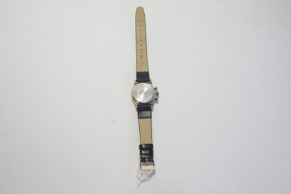 LEMANIA Chronographe 105 à boîtier doré, bracelet en cuir [altérations au boîtie...