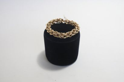 null Bracelet à grosses mailles en or jaune 18 carats, poinçons, l. 23 cm, 40 g ...