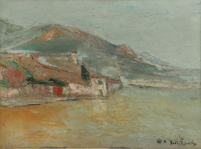 null Wlodzimierz TERLIKOWSKI (1873-1951)

Village en bord de mer

Acrylique sur toile

Signée...