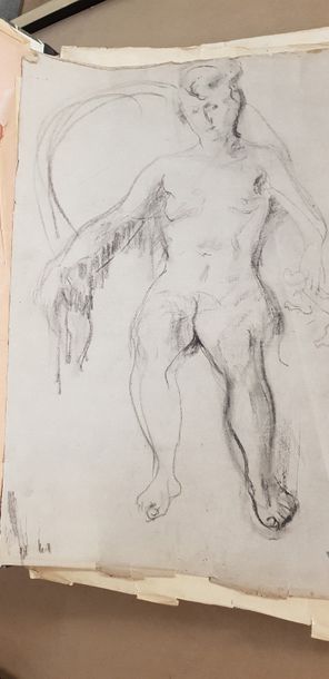 null Carton de 9 dessins environ de Valdimir NAIDITCH (1903-1980) : Nus, portraits,esquisses,...