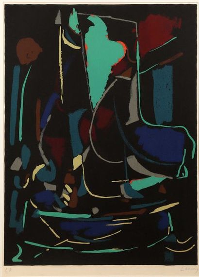 null André LANSKOY (1902-1976)

Composition fond noir et triangle vert

Lithographie...