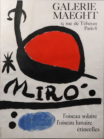 null Miro, "l'oiseau solaire l'oiseau luniare étincelles", Affiche numérotée, (éd....
