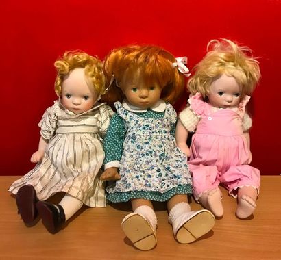 null 
Lot de 3 poupées dont deux porcelaine SYLVIA NATTERER H:

32 cm et une plastique...