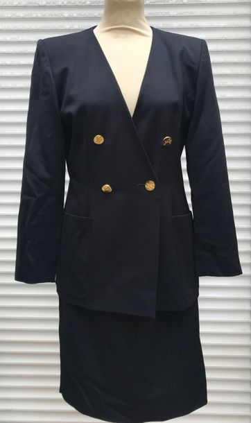 null Yves Saint Laurent Variation - Tailleur jupe en lainage noir - T38