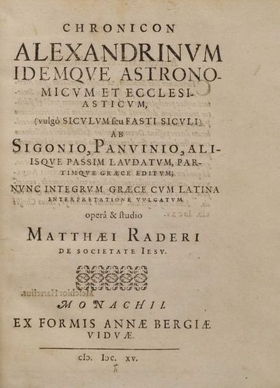 RADER, Mathieu (ed), Chronicon Alexandrinum...