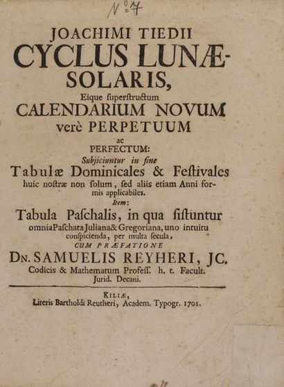 TIEDE, Joachim. Cyclus lunæ-solaris, eique...