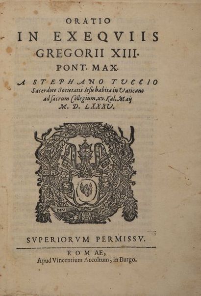TUCCIO, Stefano. Oratio in exeqviis Gregorio...