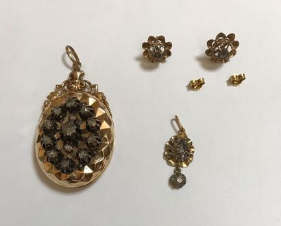 null Ensemble de bijoux fin 19ème et début 20ème siècle en or 750°/00 et diamants...