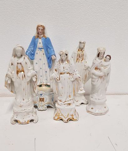 null Lot de environ 19 Vierges et Saintes en céramique (porcelaine, biscuit, faïence),...