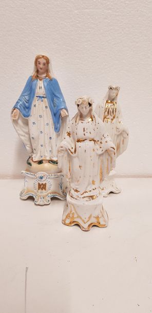 null Lot de environ 19 Vierges et Saintes en céramique (porcelaine, biscuit, faïence),...