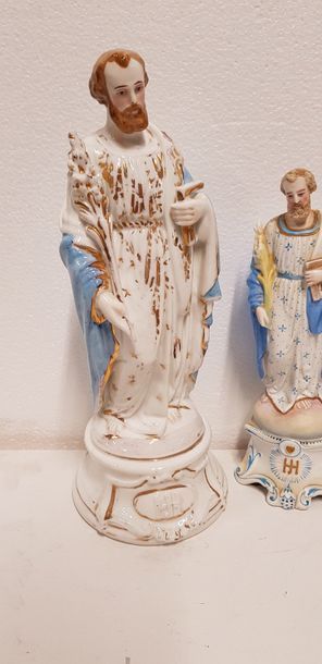null Lot de environ 16 figurines en céramique diverses dont Saint-Joseph, Archange...