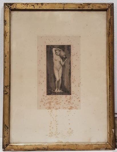 null according to Ingres, The Source, black engraving, framed. Spots.