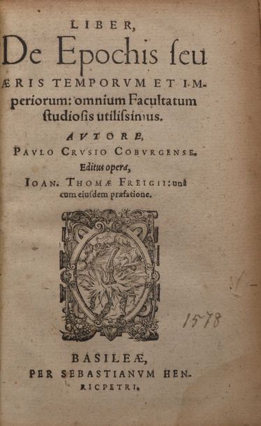 null CRUSIUS, Paul. Liber de epochis seu aeris temporvm et imperiorum: omnium facultatum...