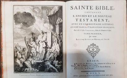 null Sainte BIBLE, Paris, Huart et Moreau, 1750, 6 vol, veau marbré ép. , dos à nerfs...