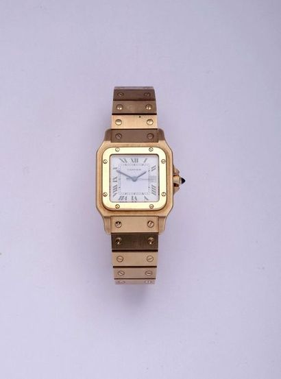 null Cartier. Santos model. Wristwatch in 750°/00 yellow gold. White dial signed...