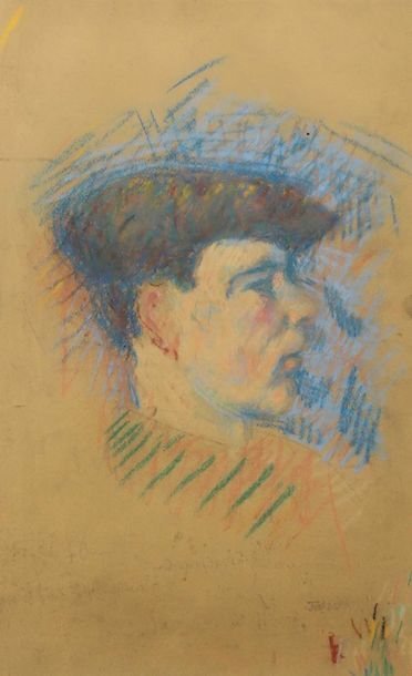 null Jean-Célestin DANGUY (1863-1926),

 "Portrait of a man in a beret in profile"...
