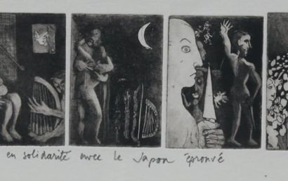 Ivan TOULOUSE David Roi Gravure, signée 25 x 108 cm