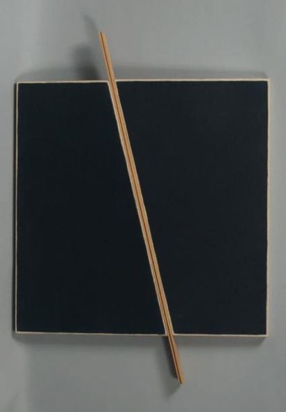 Stéphane COUSOT Diagonale Carré noir Peinture sur support mixte 50 x 57 cm