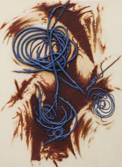 Laurent JIMENEZBALAGUER Intime conviction, 2010 Acrylique, tissu et cordes sur toile...
