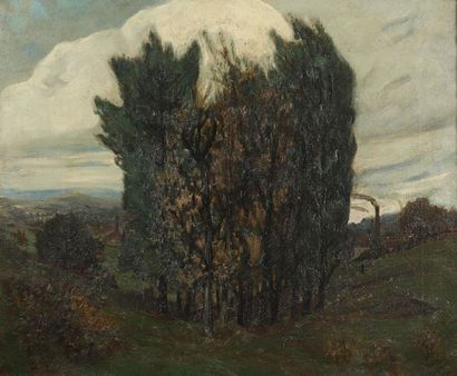 null Alphonse-Léon QUIZET ( 1885-1955)
"Le bosquet"
Huile sur toile, signée en bas...