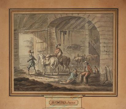 null Jacques François Joseph SWEBACH-DESFONTAINES (1769-1823)
Intérieur d'écurie
Aquarelle...