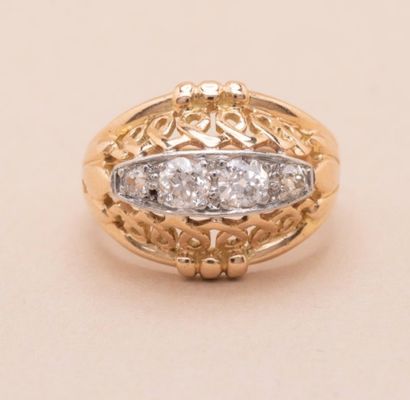 null Ring in 18K (750°/00) pink gold and platinum (950°/00) inspired by a garter...