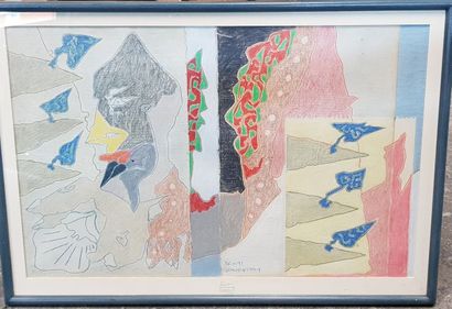 null Jean-Marc SCANREIGH (1950)
 Composition abstraite, collage
 Crayon gras sur...