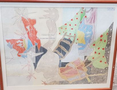 null Jean-Marc SCANREIGH (1950) 
Composition abstraite, collage
Crayon gras sur papier,...