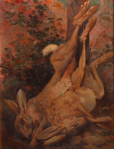 null « Nature morte aux lièvres », 
Huile sur panneau, 
70 x 54,5 cm